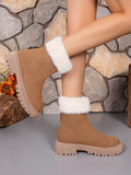 Suede Ankle Boots with Faux Fur Trim
