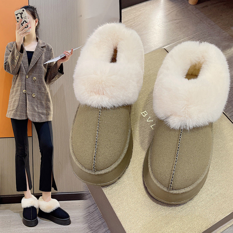 Bootara Women's Poppy Cozy Platform Boots – Plush Faux Fur Cuff Slip-On Winter Booties (US 5–10.5)