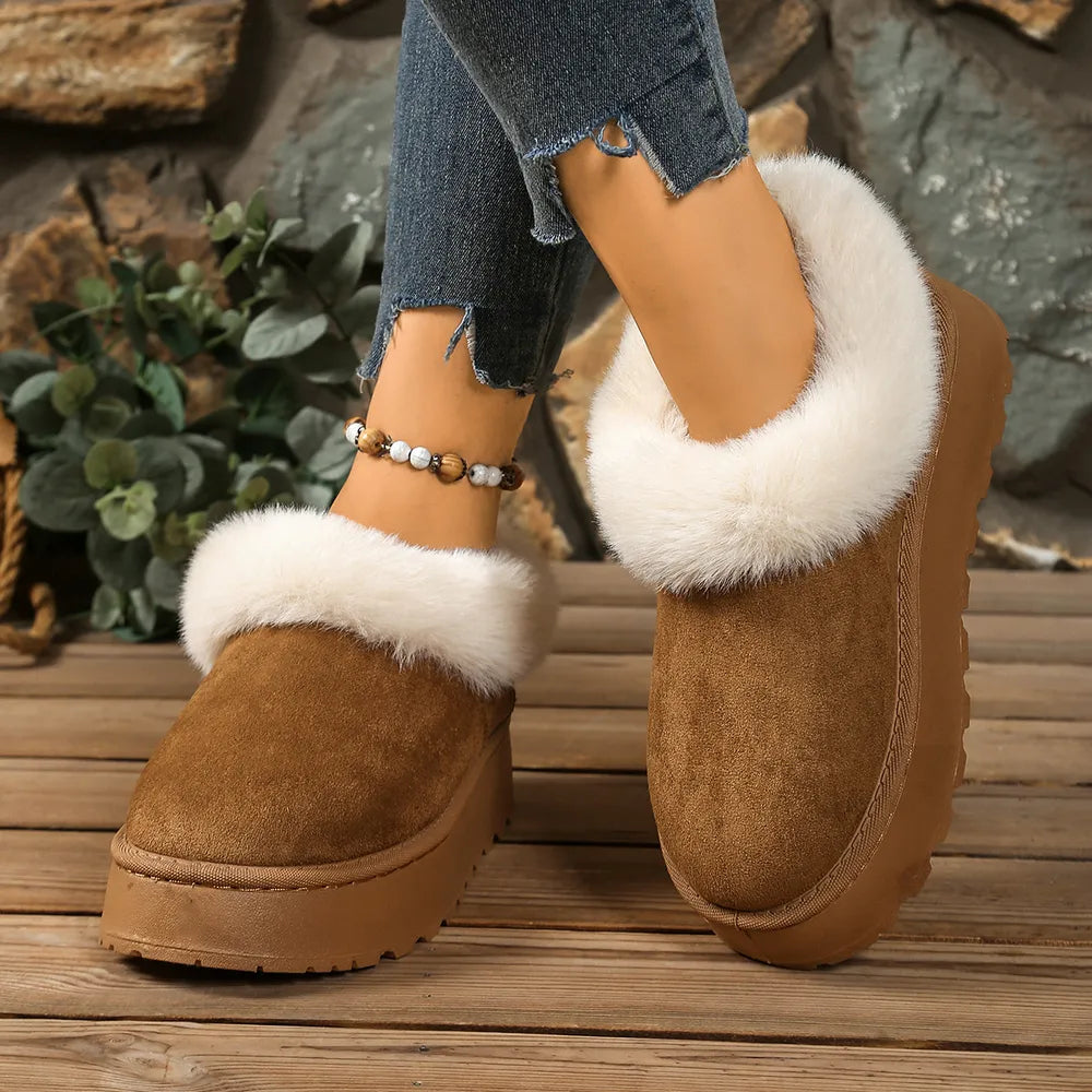 Cozy Fuzzy Trim Platform Boots