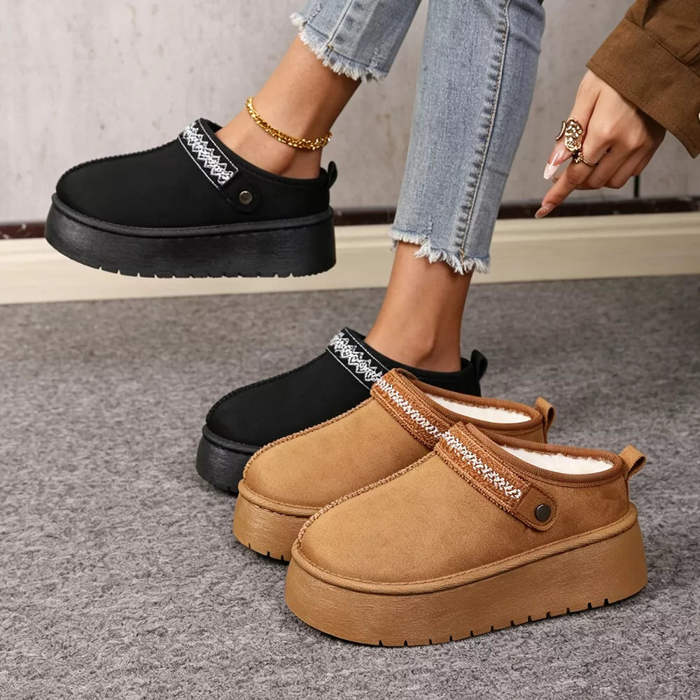 Platform Suede Faux Fur-Lined Boots