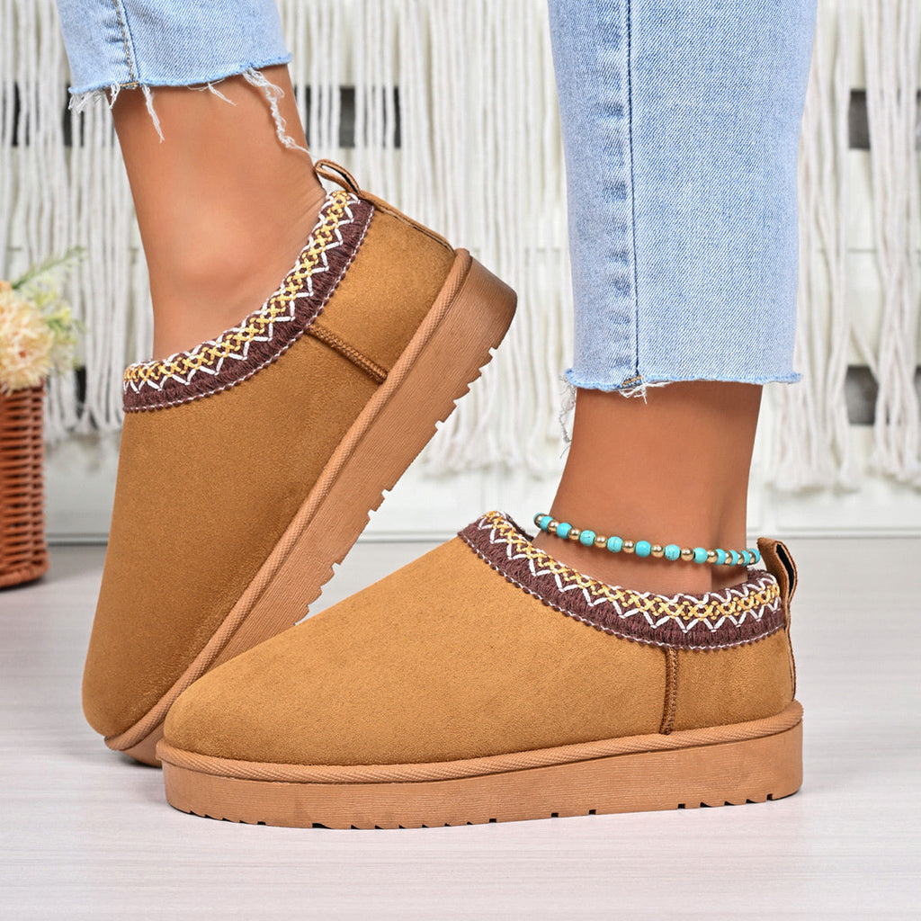 Slip-On Round Toe Platform Ankle Boots