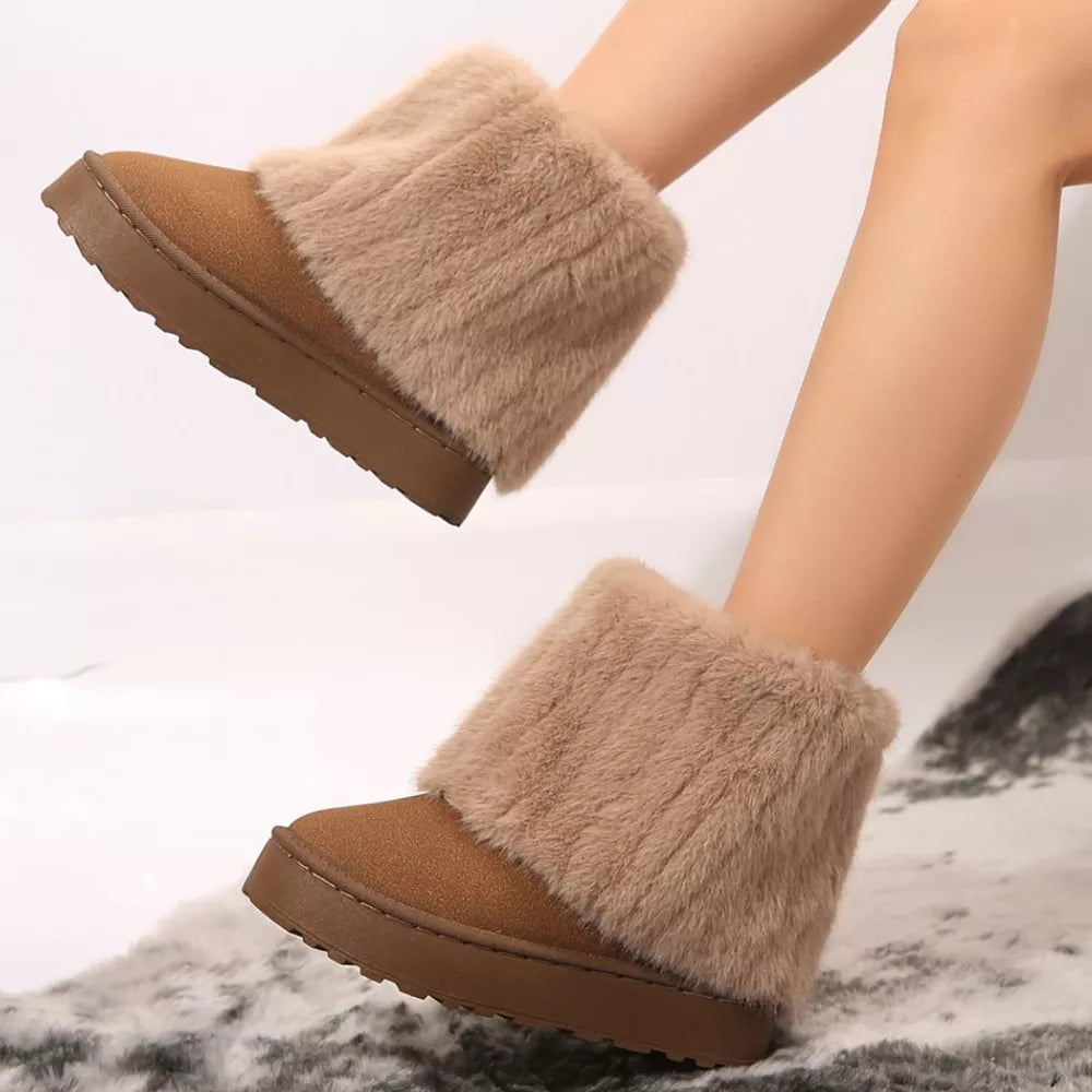 Cozy Faux Fur Platform Ankle Boots