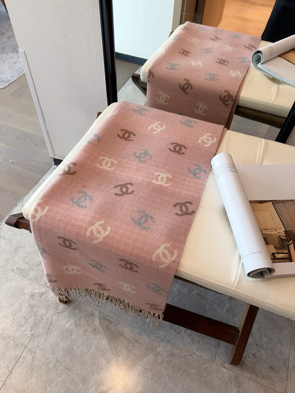 Chanel Reversible Interlocking-C Fringe Scarf