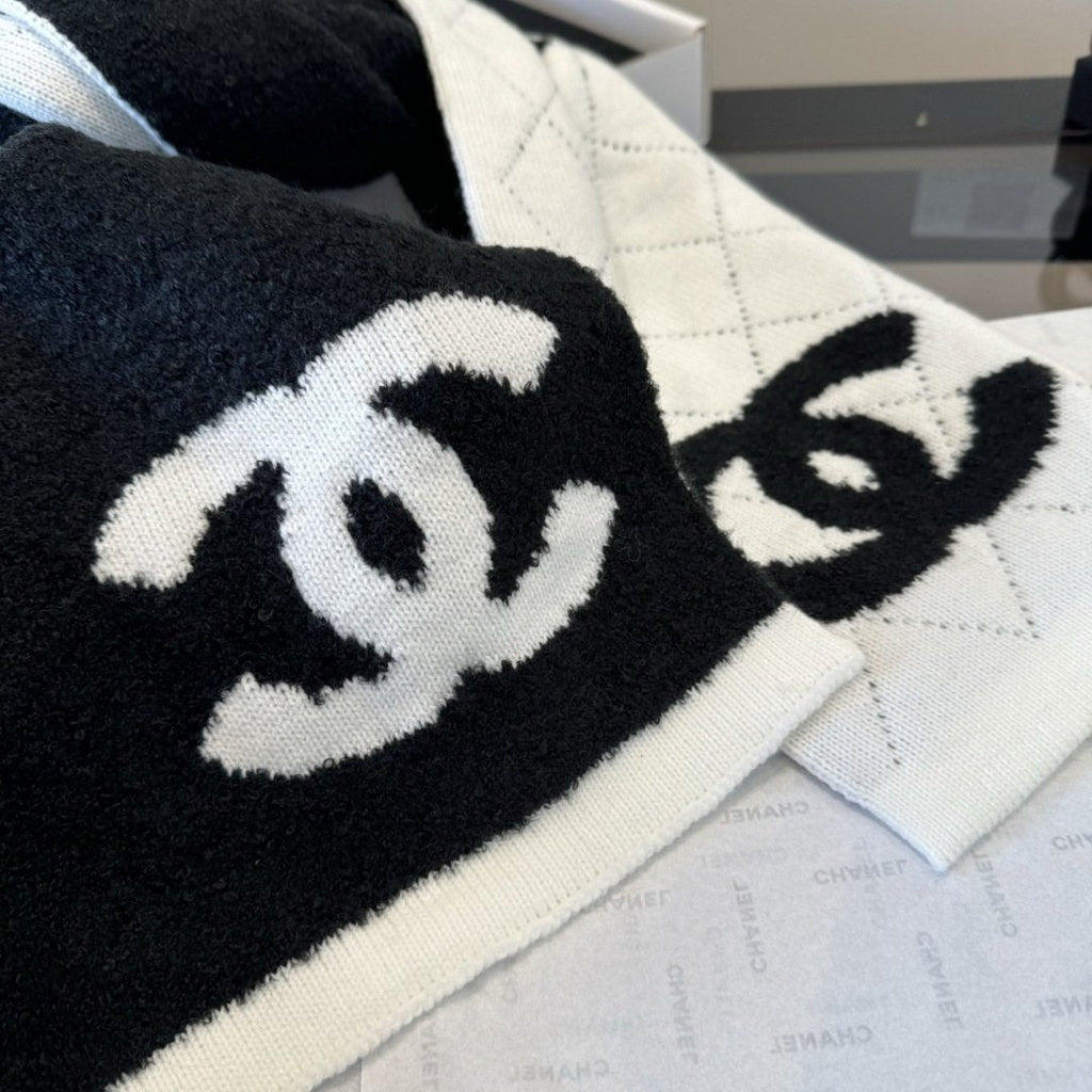 Chanel Knit Scarf with Ivory Motifs