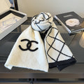 Chanel Black & White Diamond Knit Scarf